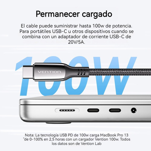 Cable Tipo C A Tipo C De 1.2m 5a De Carga Rápida Usb C