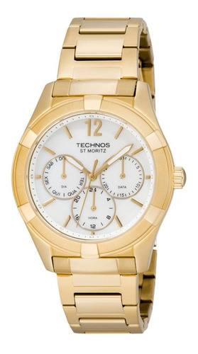 Relógio Feminino Dourado Technos Madrepérola 6p29gv Grande