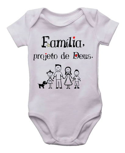 Body Infantil Familía Projeto De Deus Roupinha De Bebê Bori