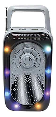 Bocina Bafle Reproductor Luz Led Rgb Radio Fm Am Sw Usb 2pz Color Negro