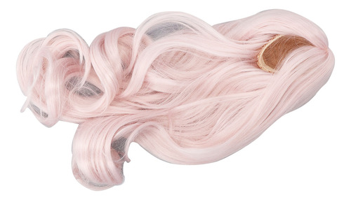 Peluca De Muñeca Rosa De Seda Suave, Larga Y Rizada, Con Ray