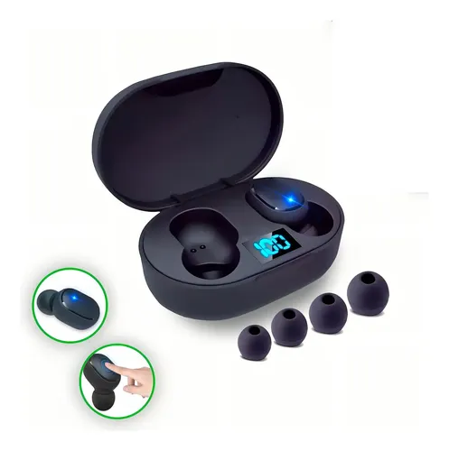 Fone de Ouvido In-Ear Sem Fio Kapbom E6S LED Bluetooth 5 cor Preto 1 par