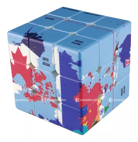 Cubo Mágico 4x4x4 Warina Geográfia Mapa Do Mundo Bandeiras