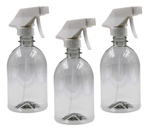 Botellas De Plastico Transparente 500 Ml Con Atomizador X 6