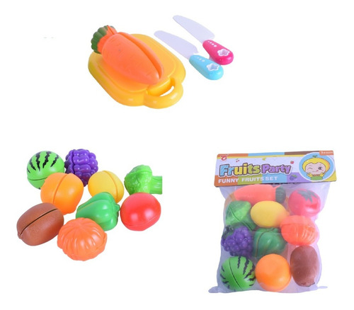 Verduras Y Frutas Con Tablita  De Plastico Infantil