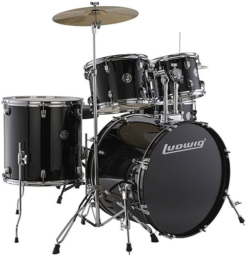 Imagen 2 de 2 de Ludwig Bateria Accent Negra Con Banco Y Platillos