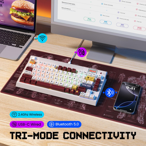 Risophy Wireless Creamy Keyboard With Oled Screen & Knob, 75