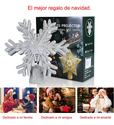Punta De Árbol De Navidad Con Proyector 3d, Copo De Nieve ,
