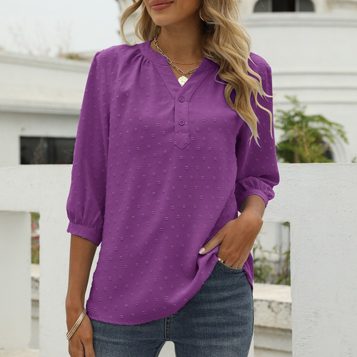 R Blusa Casual Con Botones De Gasa Para Mujer 0162