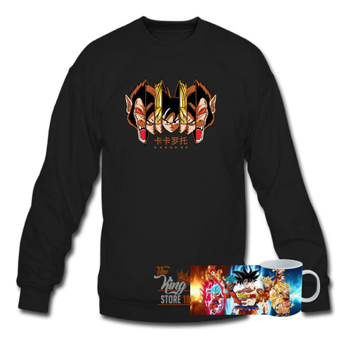 Poleron Polo + Taza, Goku Saiyajin Fases, Ozaru, Dragon Ball, Anime, Xxl 