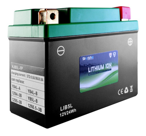 Imagen 2 de 9 de Bateria De Litio Skyrich P/ Moto Lib5l Libre Mantenimiento.