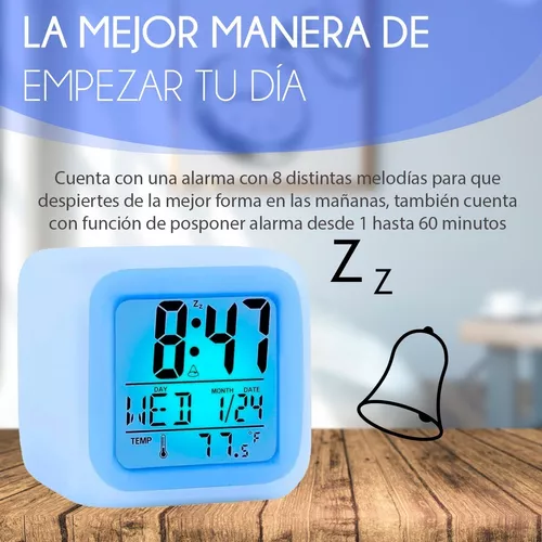 Reloj Despertador Digital De Cubo Con Luz Led Multicolor