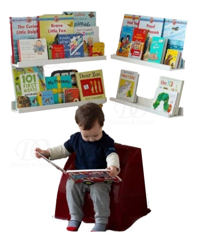 Estante Repisa Infantil Porta Libros Chicos Laqueado 1 Metro