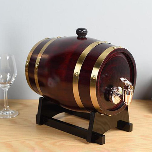 Dispensador De Barril De Madera Rústica Con Soporte, 1.5l