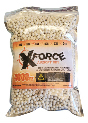 Bbs 6mm .25g Xforce Airsoft