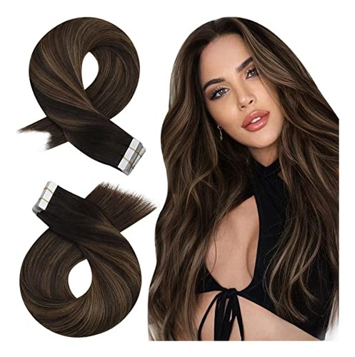 Moresoo Remy Tape In Hair Extensions 22 Inch Brown Nuc3j