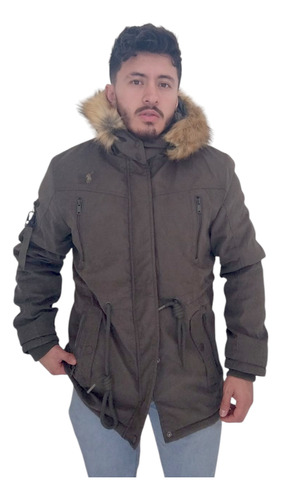 Campera Hombre Parka Corderito Capucha Desmotable Polo Club