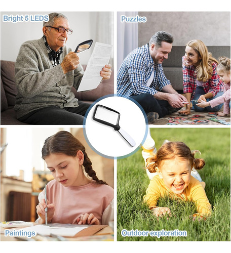 Lampara Lupa Para Lectura De Mano 3x Con Luz Led Optico