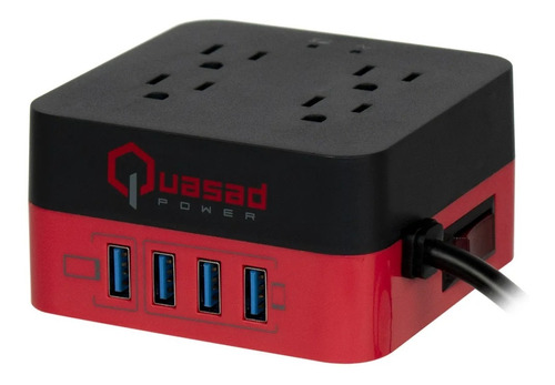 Supresor De Picos Quasad Qsp-33ubk 4 Tomas 4usb Rojo