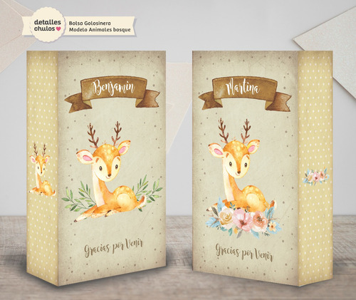 Bolsitas Golosineras Personalizadas Animales Bosque Candy