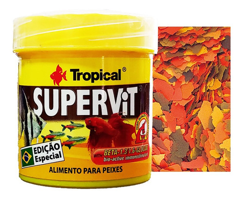 Tropical Supervit Flakes - Pote 12g - Ração Peixes