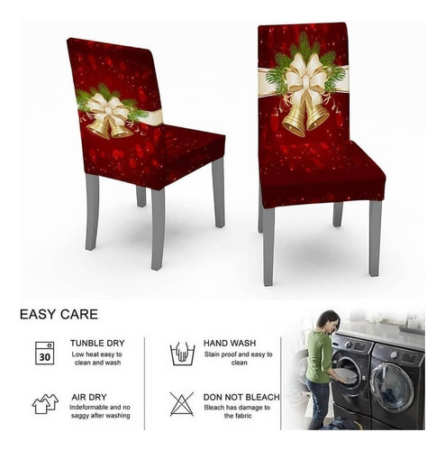 / Fundas Con Diseño Navideño Para Sillas De Comedor, 6 Uds.