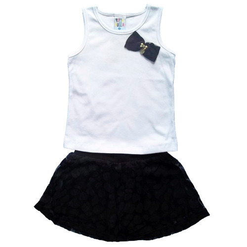 Conjunto Menina Saia De Renda E Blusa Regata Com Tope Re...