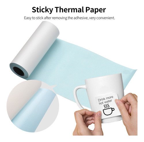 10 Rollos De Papel Térmico Directo Autoadhesivo Blanco De 76