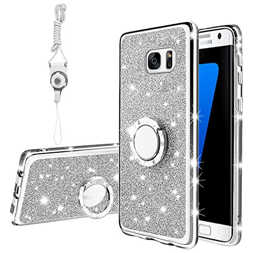 Funda Para Galaxy S7 Glitter Plateado Tpu-02