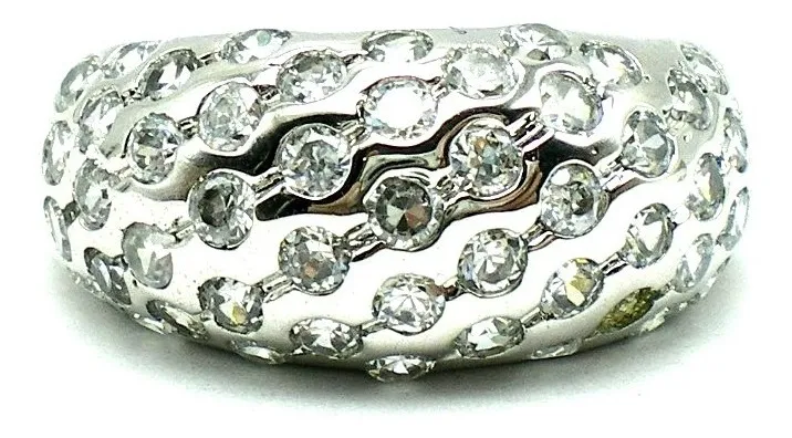 Anillo De Plata 925 Y Zafiros Blancos Art58685