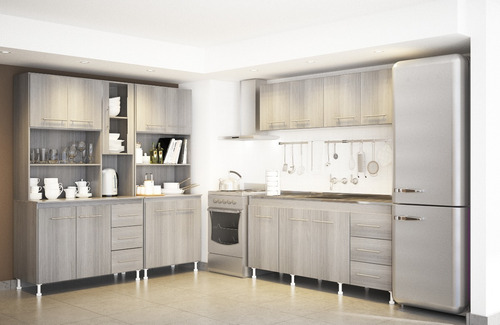 Imagen 4 de 5 de Kit Doble De Cocina Bajo + Alacena Doble Orlandi Melamina