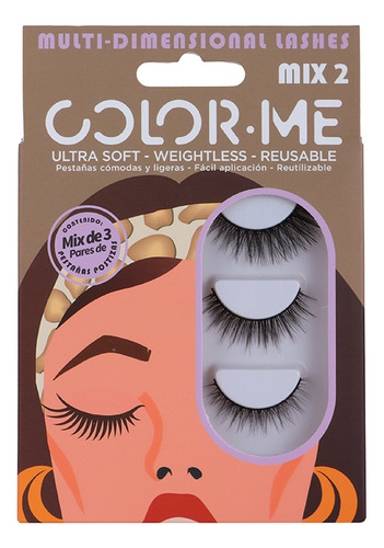 Miniso Pestañas Postizas Color Me Negras Mix 2 3 Pares Color Negra