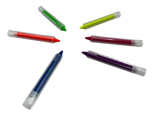 12 Crayones Neon Fluorescente Maquillaje Glow Luz Uv Fosfo