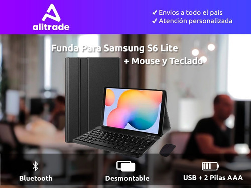 Imagen 3 de 10 de Funda Magnetica Con Teclado Bluetooth Para S6 Lite + Mouse