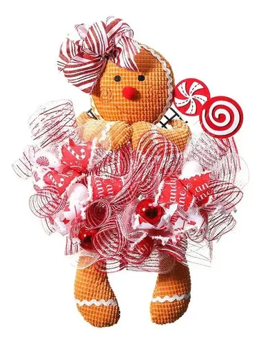 2024 christmas wreath① 22inch Christmas Wreath Gingerbread Decoração 2024 | Parcelamento