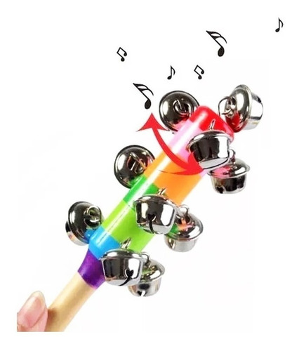 Sonajero Maraca Cascabel Madera Música P/ Niños 20 Cm