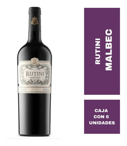 Imagen 1 de 3 de Vino Rutini Malbec Caja 6 X 750cc Envios