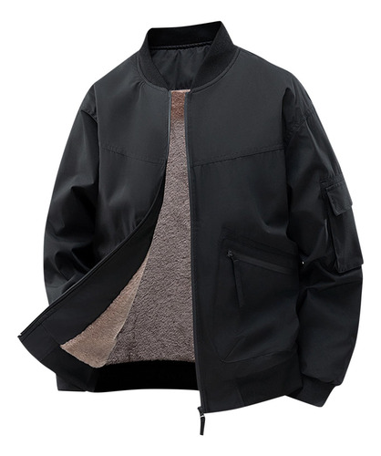 Jaqueta Masculina De Cor Sólida, Bolso De Lazer Com Zíper, R