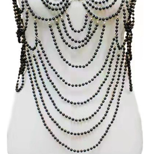 Collar Tipo Gargantilla Con Cadena Corporal De Perlas En Cap