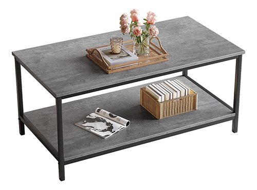 Mesa Auxiliar Industrial De 2 Niveles Gris Hormigón