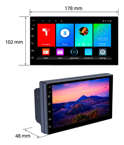 Estereo 7 Pulgadas Pantalla Táctil Multimedia Android 2 Din Negro
