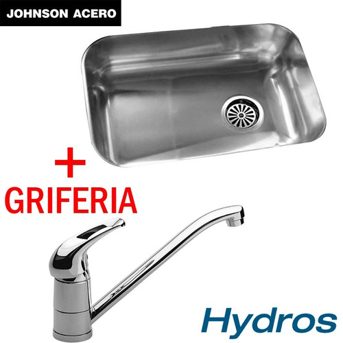 Bacha Cocina Johnson Simple Zz52/18 + Grifería Hydros Link