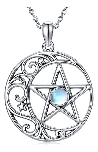 Urone Pentagram Necklace Sterling Silver Crescent Moon