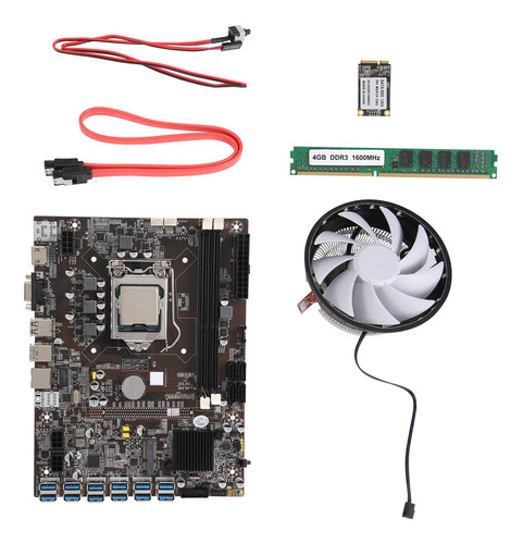 Placa Base Minera B75 Btc 12 Usb+cpu G1610+ventilador Rgb+dd