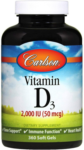 Vitamina D3 360 Caps - Carlson - Unidad a $919