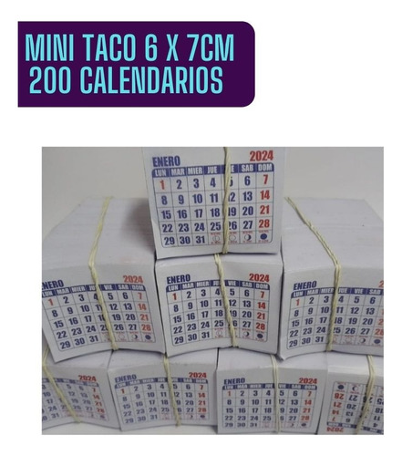 Pack 2 Mini Tacos / 200 Calendarios 6 X 7 Cm