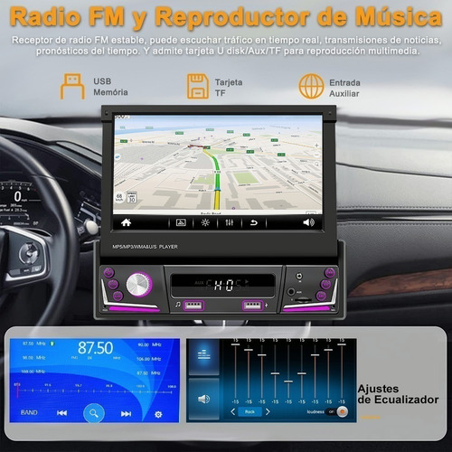 Autoestéreo 1 Din Bluetooth Retráctil 7 In Mirrorlink Cámara