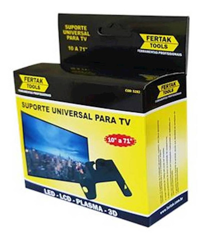 Suporte Tv Universal + Bucha/ Parafuso Led/ Lcd 3d Cor Preto