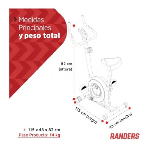 Imagen 8 de 10 de Bicicleta Magnética Vertical Arg-135 Randers