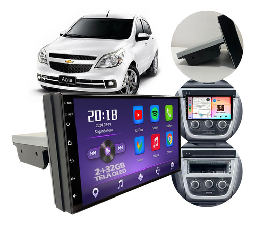 Multimidia Qled 7p Encaixe Radio Bluetooth Carplay Android